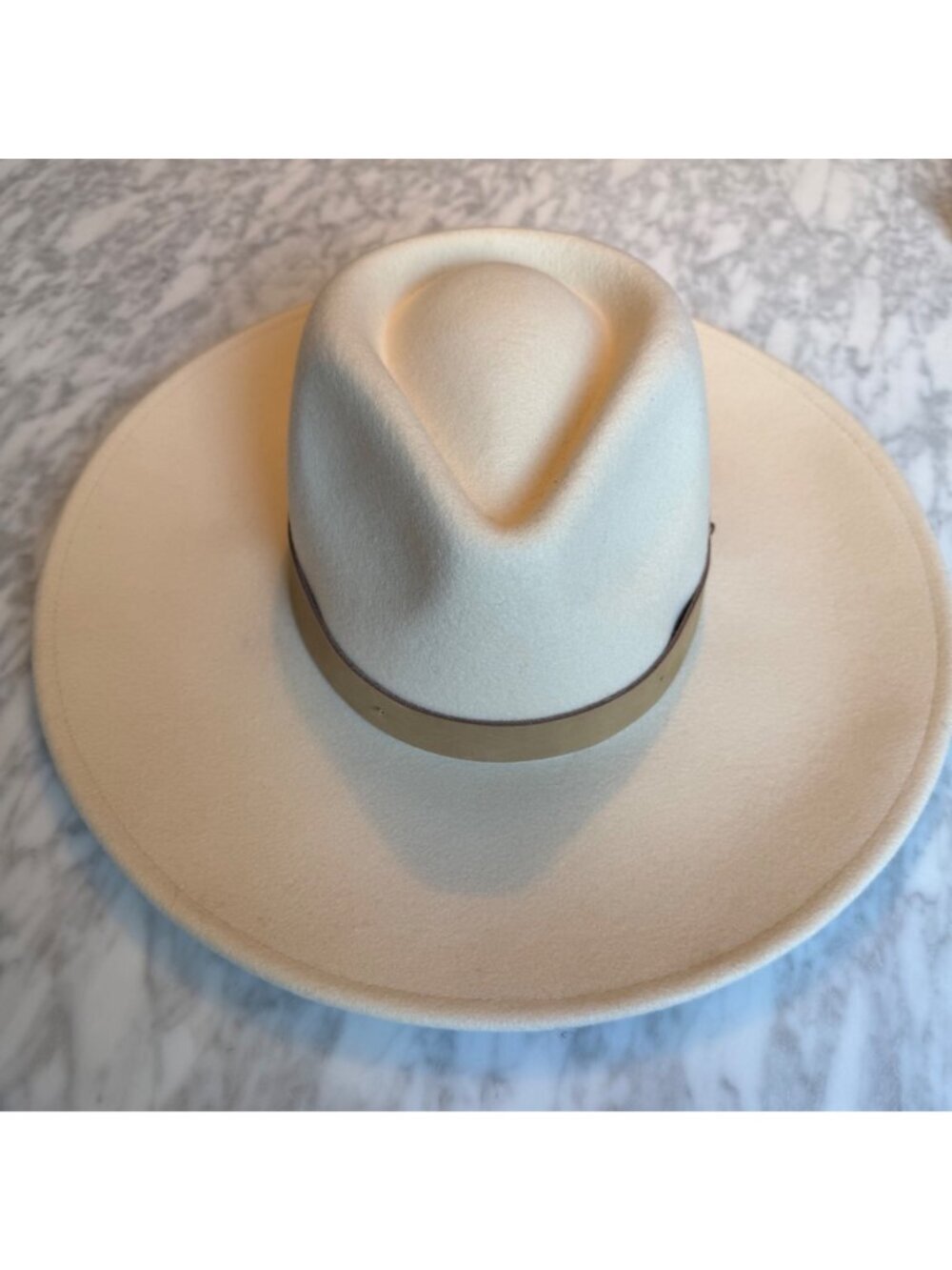 Brixton Eleanor Felt Packable Cream Wool Fedora Hat With Leather Band Size M 7 1 - Picture 3 of 10